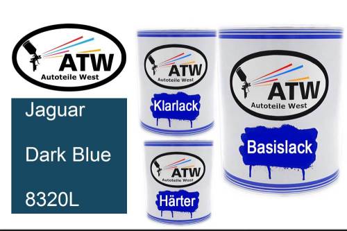 Jaguar, Dark Blue, 8320L: 1L Lackdose + 1L Klarlack + 500ml Härter - Set, von ATW Autoteile West.